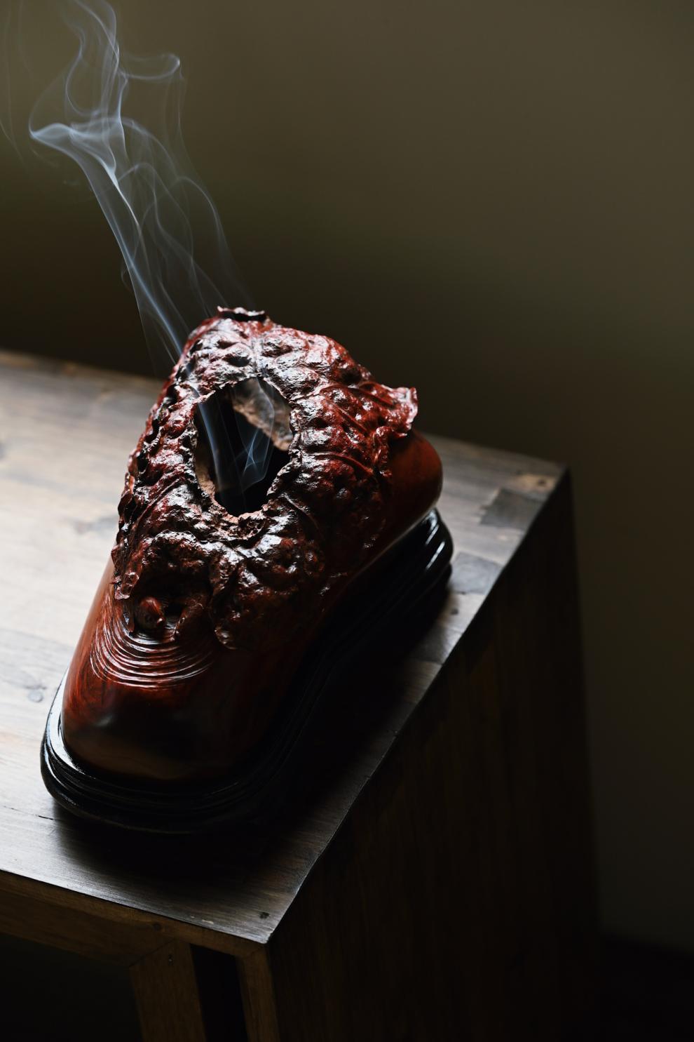 小叶紫檀香炉小叶紫檀连年有余香炉手工木雕中式客厅书房茶室红木摆件