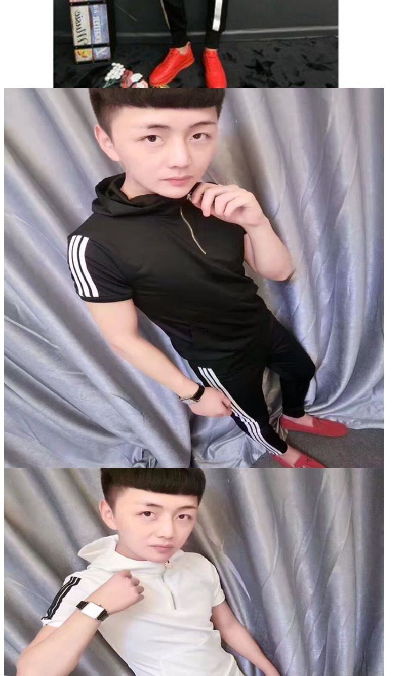 旺仔套装男精神小伙紧身夏天衣服网红甩头耍酷专用时尚潮流桖短袖 b19