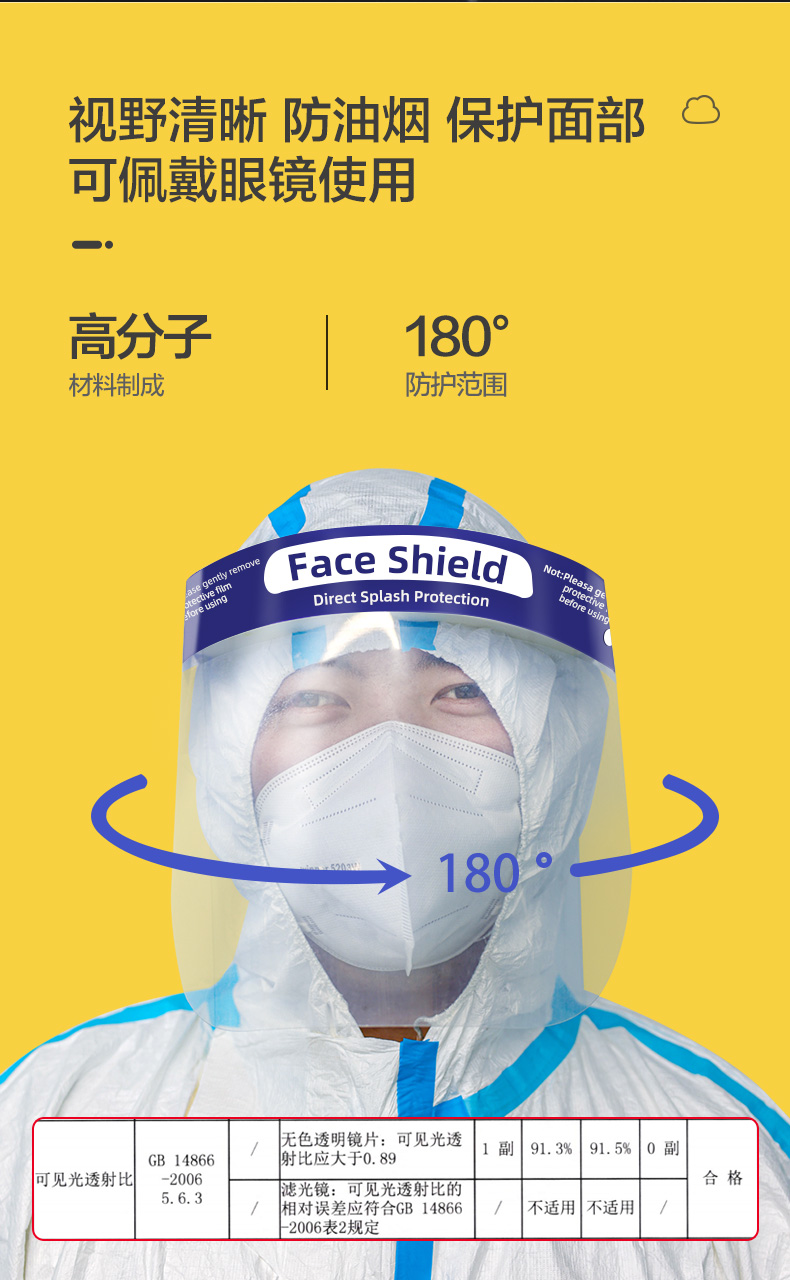 医用医护防护面罩隔离护目防飞沫高清透明护目镜护脸 【独立包装】