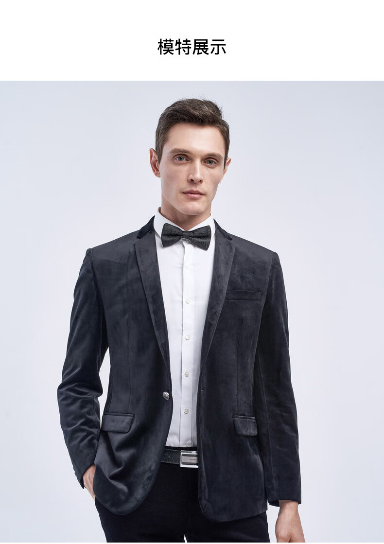 劲霸男装kboxing2019秋季新品简约一粒扣单西服bxfv3380黑色46