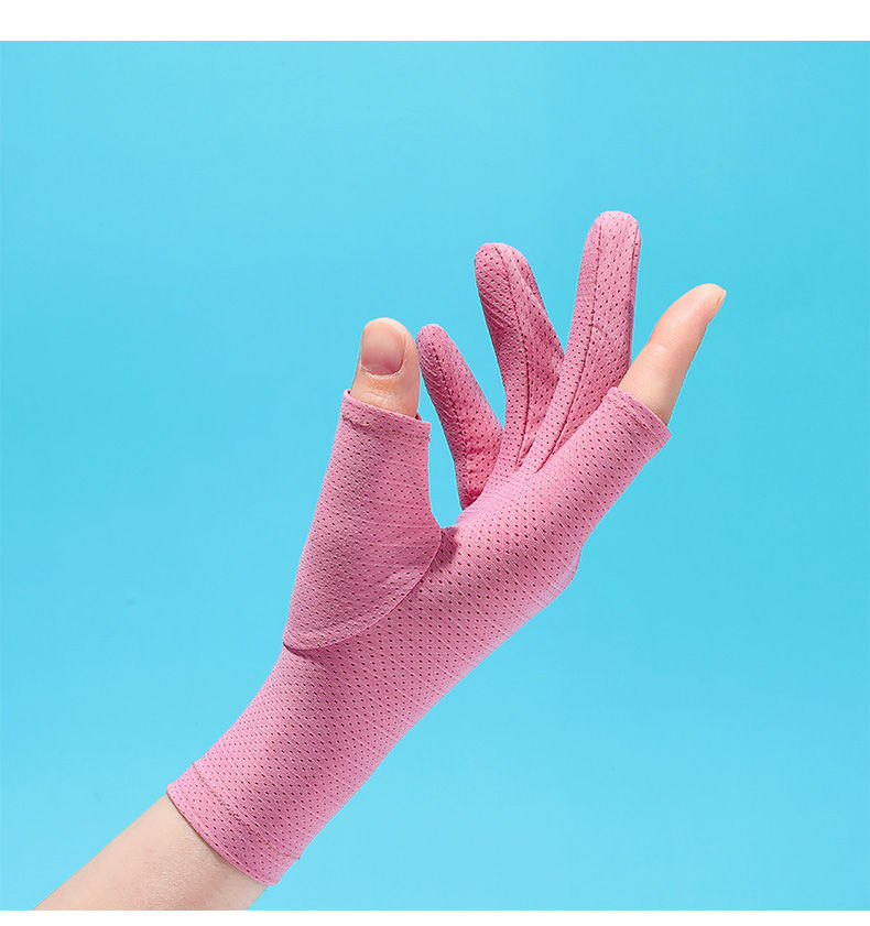 冬款薄手套女防晒手套女春夏天透气速干冰丝骑行开车防滑遮阳手套冰感