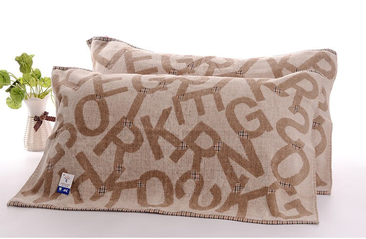 金号枕巾一对2条 柔软吸汗耐脏成人大枕巾 学生情侣款吸水枕头巾 字母