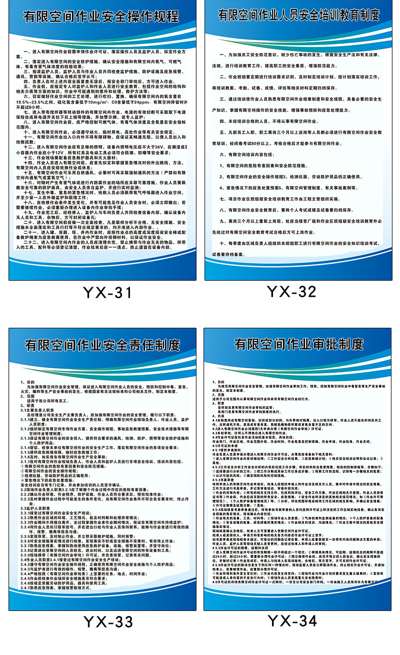 有限空间作业现场安全管理制度牌 受限空间操作规程应急管理安全生产