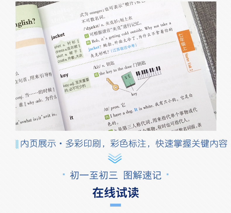 新版2020年图解速记初中英语7七8八9九年级单词初一初二初三英语词汇
