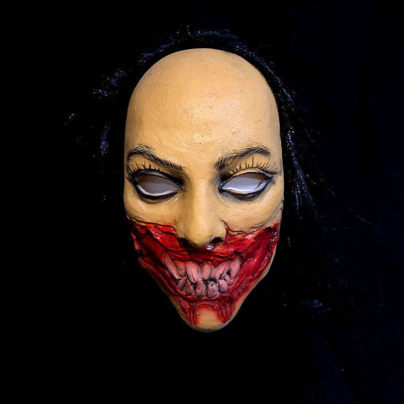 面具全脸密室逃脱鬼屋吓人泰国恐怖道具npc万圣节 血烂嘴【假发款】