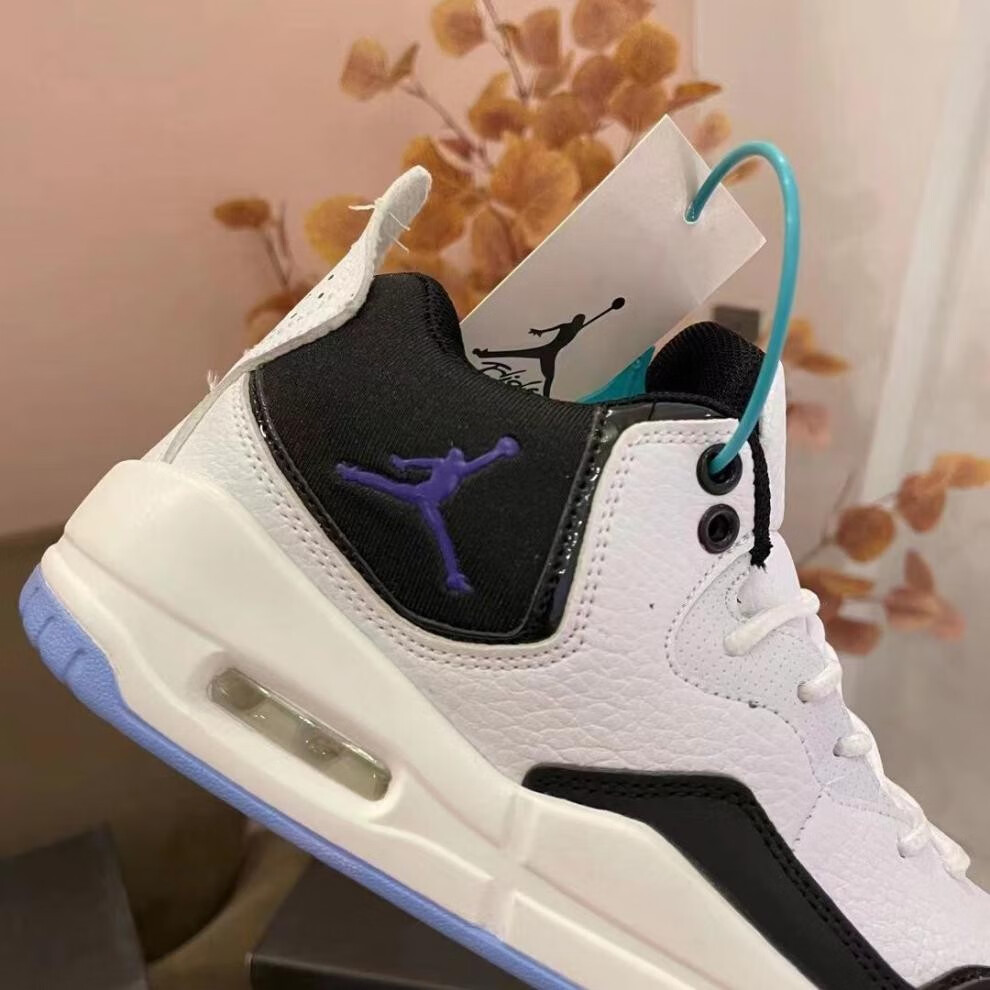 小藤原浩运动休闲鞋学生百搭小白鞋男女气垫篮球鞋 aj23白黑紫(荔枝纹