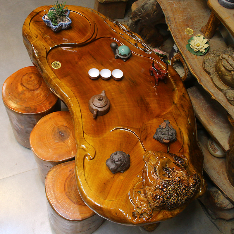 犀艺根雕茶台木茶桌树根茶海实木茶几整体木头茶台桌木雕ho6950【图片