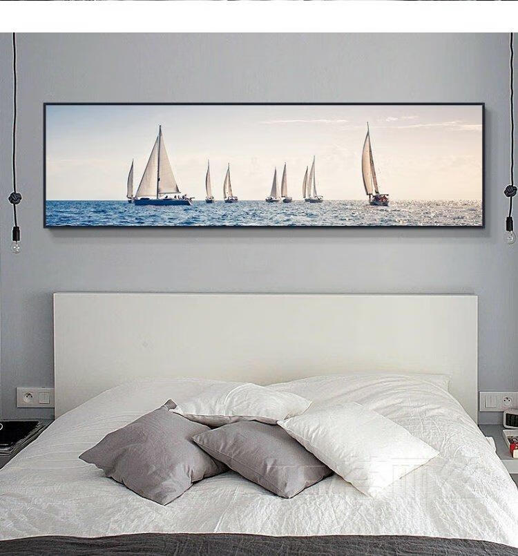 十字绣线绣新款简约现代卧室床头清新自然风景一帆风顺满绣简单绣