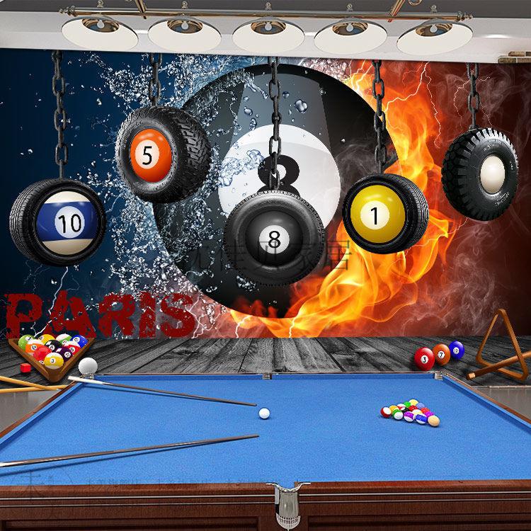 墙画贴纸整体墙画贴纸自粘墙纸墙壁贴画 台球厅桌球室装饰背景墙纸