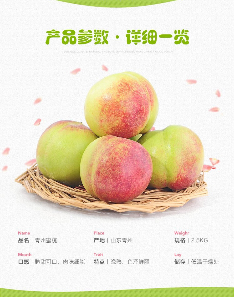 旷古农业 山东新鲜青州蜜桃2.5kg脆甜冬雪蜜桃小毛桃冬桃5斤