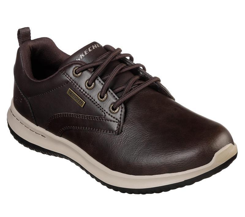 skechers斯凯奇男鞋休闲鞋皮质运动鞋轻便65693chocolate85