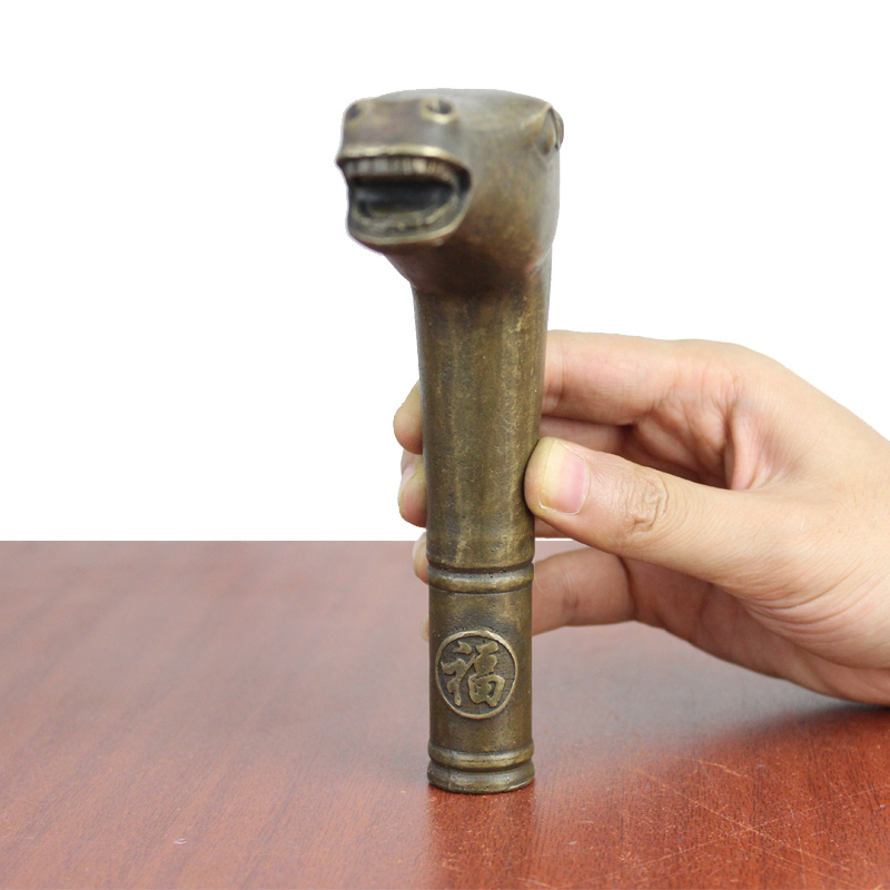 宇卓铜器纯铜拐杖头黄铜拐杖头张口龙纹拐杖头铜拐杖头工艺品摆件