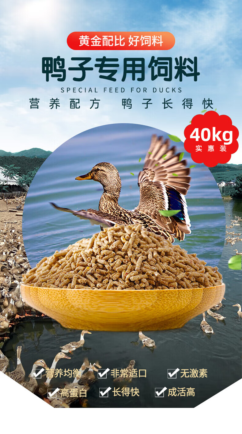 鸭子饲料鸭饲料喂鸭子专用颗粒产蛋开口料鸡鹅宠物大小鸭粮食钓鱼打窝