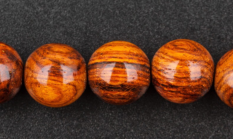 10mm手链男士文玩lc a11316-海南黄花梨稀有虎皮纹念珠10mm 6
