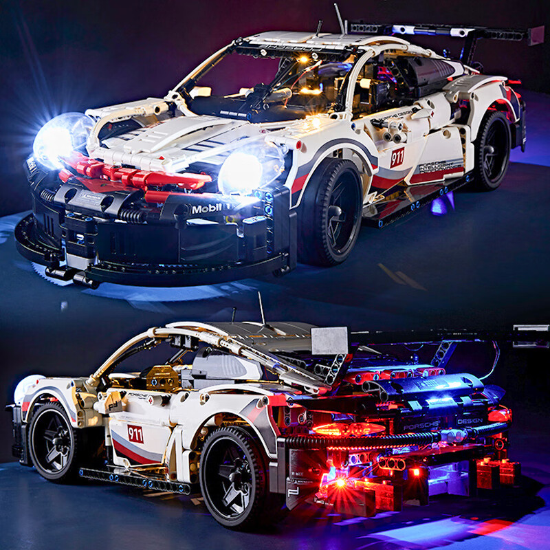 保时捷911积木赛车模型汽车男生日礼物拼装玩具男孩子跑车系列rsr