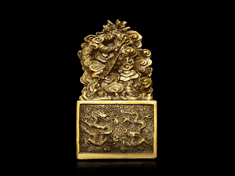 铜龙印章 祥龙官印 九龙玉玺 招财助官运风水摆件龙头印章 特小号