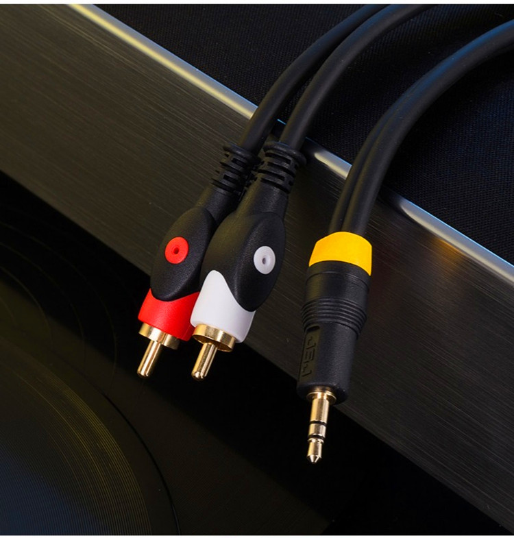 水木风金山角35mm转双莲花头一分二音频线手机电脑接音箱功放2030米