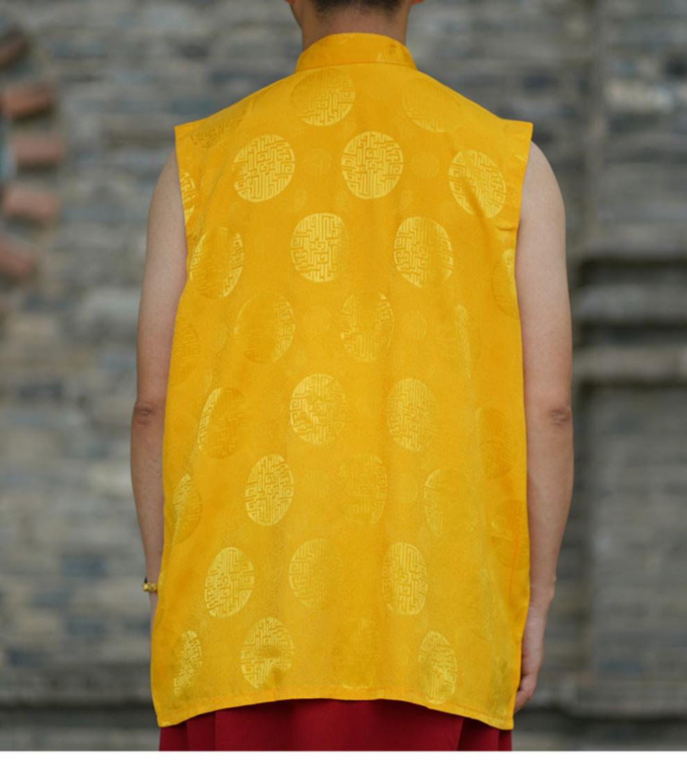 喇嘛僧服背心藏族和尚服装藏传佛教僧衣坎肩无袖上衣居士服 l35-金