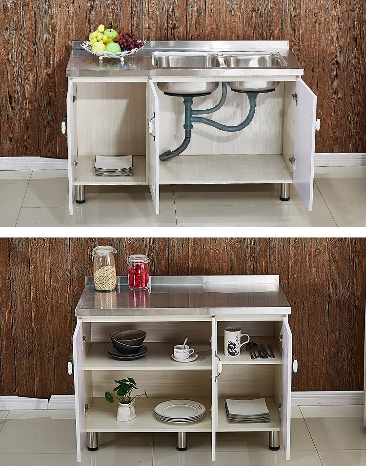 简易橱柜家用厨房灶台柜不锈钢储物柜子经济型组装可移动水槽柜 80