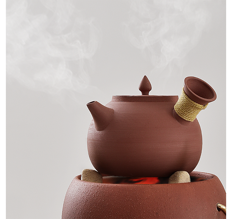 煮茶火炭炉粗陶煮茶火炭炉红泥炉风炉潮汕功夫茶炉砂铫烧水壶电陶炉