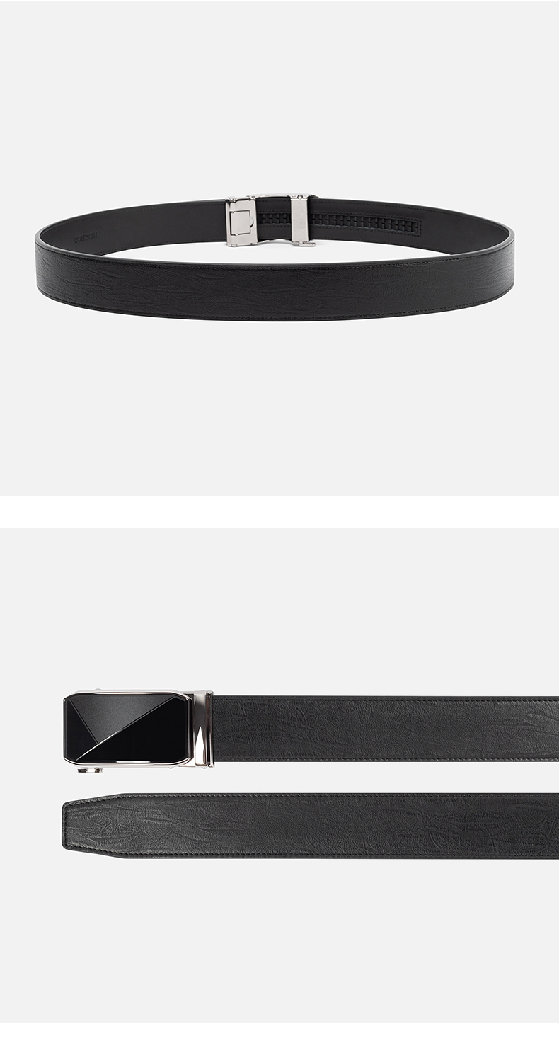 gxg皮带男士真皮自动扣裤带商务休闲百搭青年牛皮裤腰带腰带男黑色120