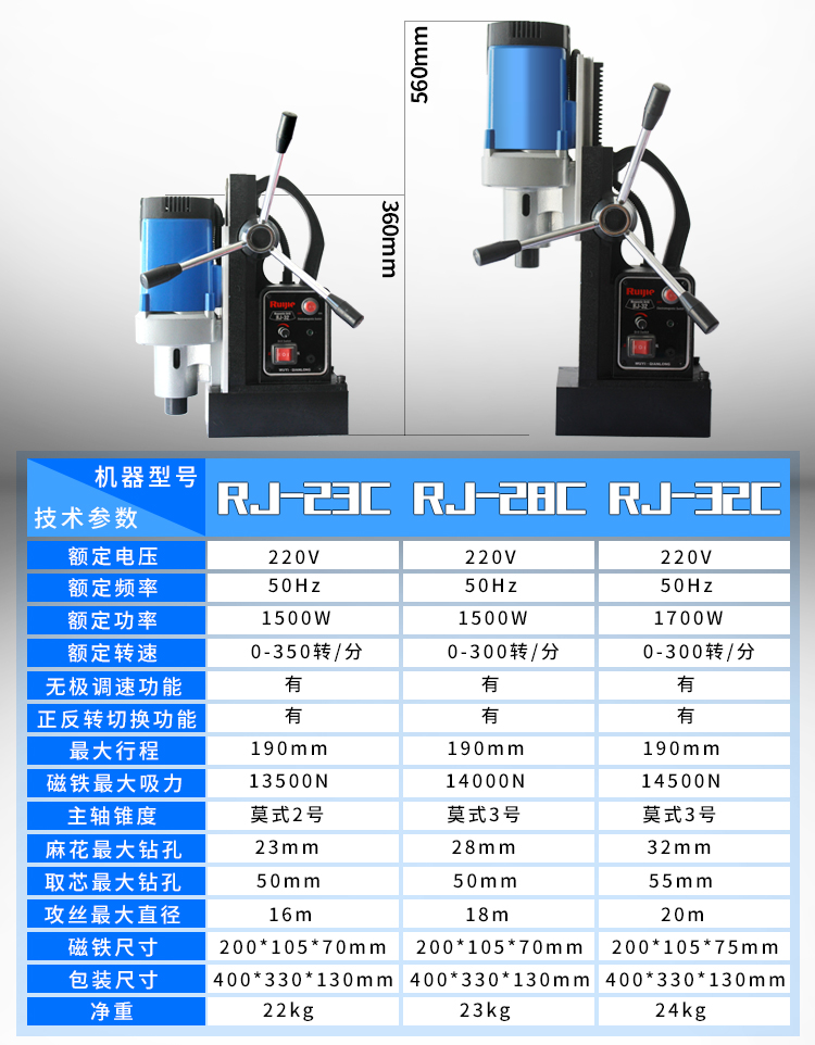 磁座鑽可調速 磁力鑽可攻絲多功能 臺鑽 小型磁力鑽 磁力鑽孔機 rj