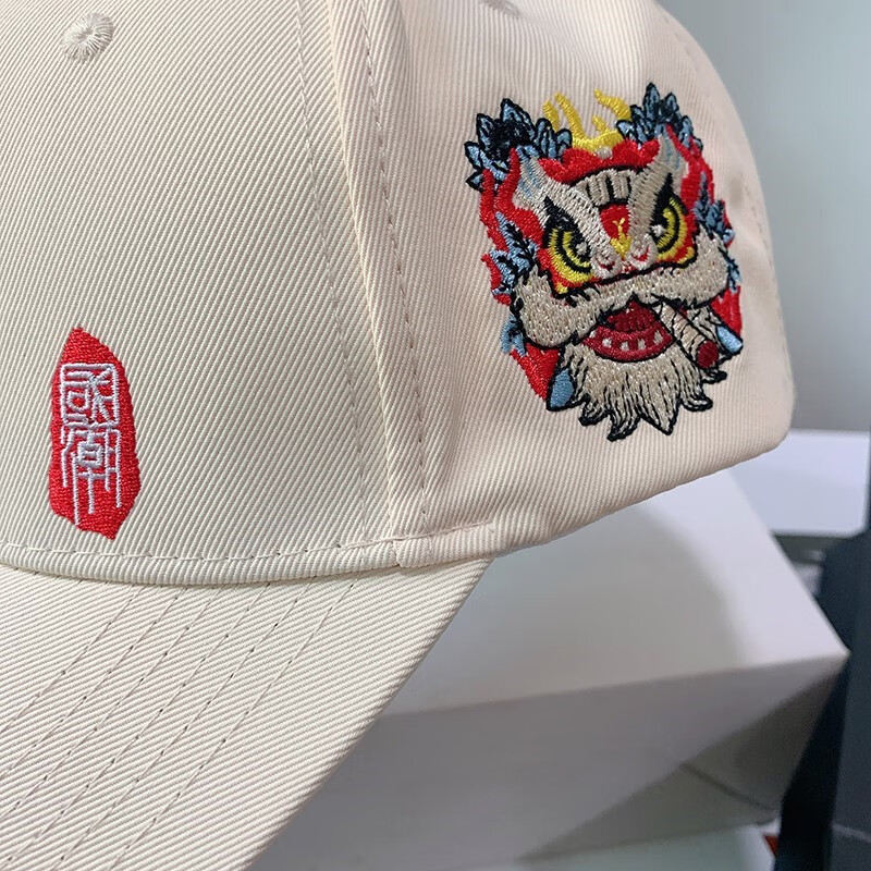 国潮醒狮帽舞狮帽子醒狮国潮鸭舌帽中国风棒球帽硬顶帽子男女百搭夏酷