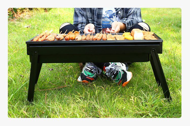 户外折叠便携式烤串炉架子木碳套烧烤炉工具露营郊游7工具套餐不锈钢