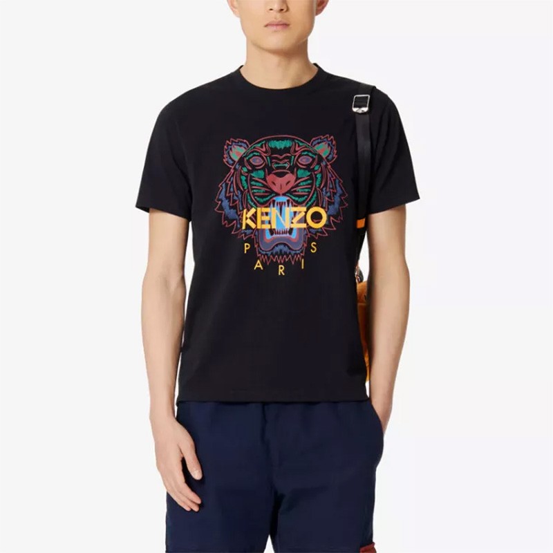 kenzo 高田贤三 新款黑色棉质虎头印花男士短袖t恤 黑色f965ts0504ya