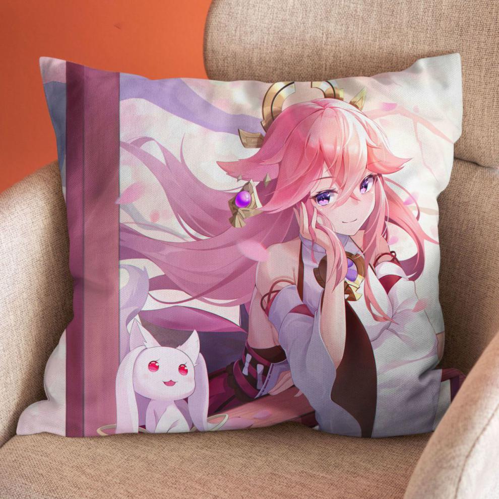 原神申鹤周边抱枕 刻晴甘雨雷电将军胡桃二次元动漫男生睡觉靠枕头