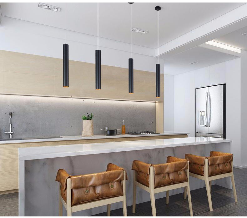 朗橘简约现代led餐厅吊灯吧台圆柱长形筒灯咖啡厅前台单头创意吊线灯