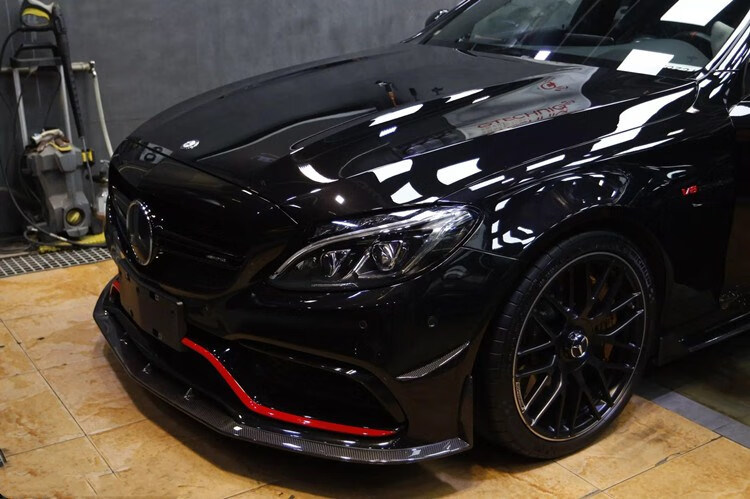 适用于新款奔驰c级200 260l c63 coupe改装psm款碳纤维前唇前铲 19-in