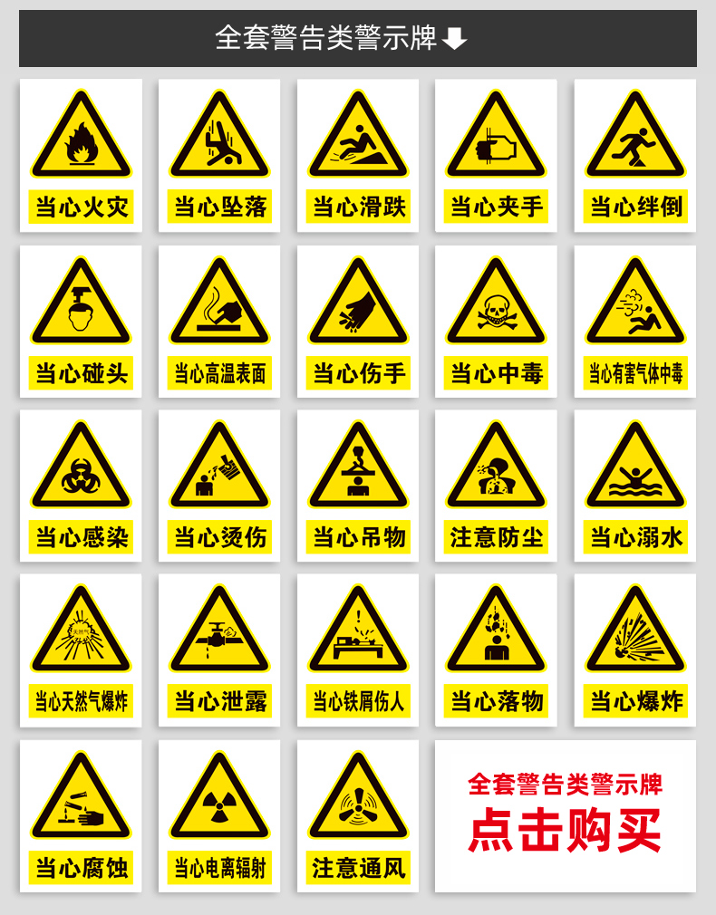 安全警示标识牌顺序图片