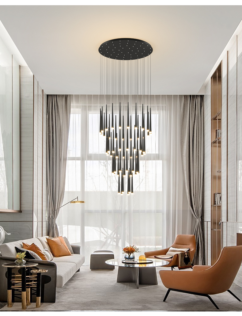 塔林别墅复式楼旋转楼梯间长吊灯现代简约loft公寓楼梯吊灯跃层中空