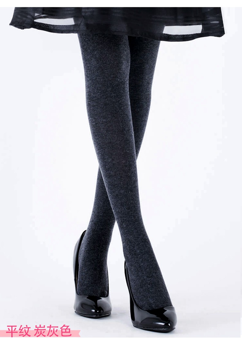 郡是gunze 日本袜子保暖连裤袜 女士 600d兔毛秋冬加厚纯色竖纹美腿