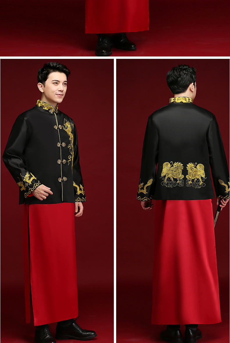 秀禾服男新郎服中式结婚礼服龙凤褂唐装男装秀禾男士大码秀和男款 98