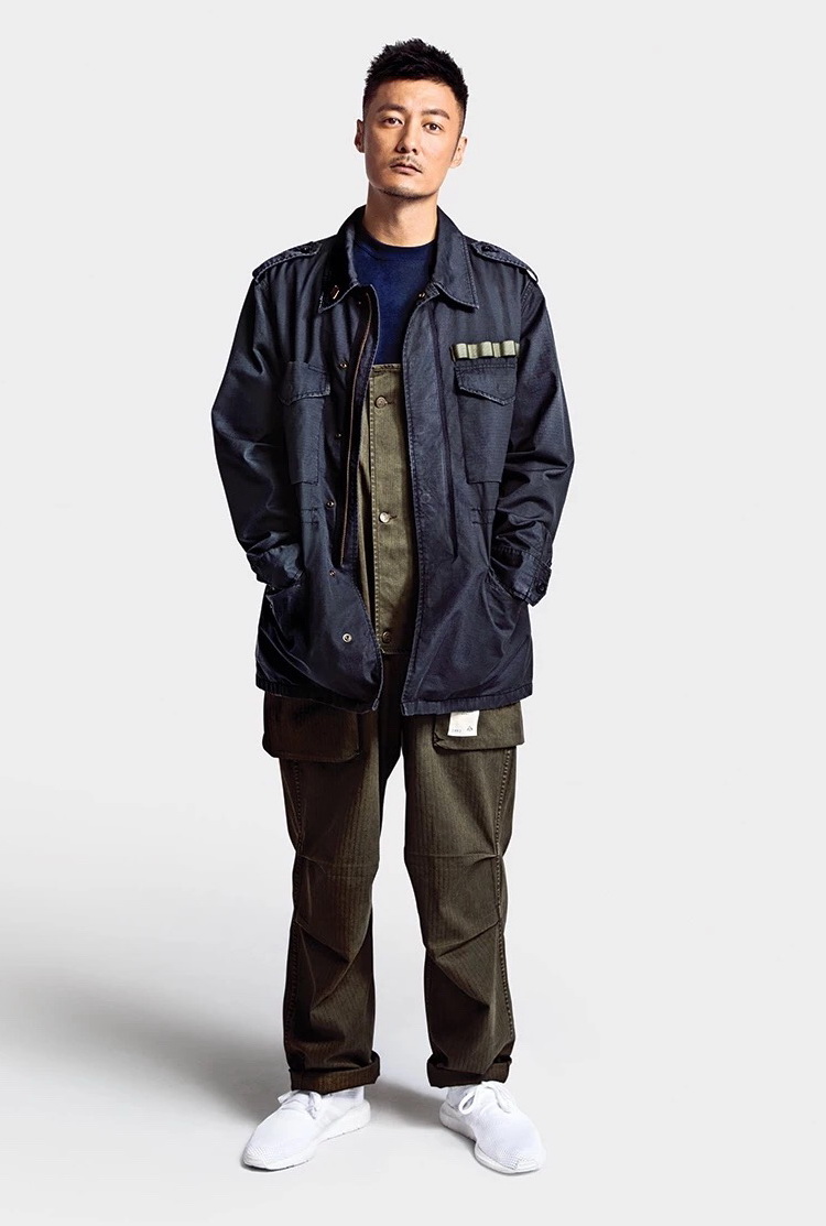 boy bees潮牌潮牌原宿军绿迷彩余文乐同款印花洗水破坏外套口袋工装