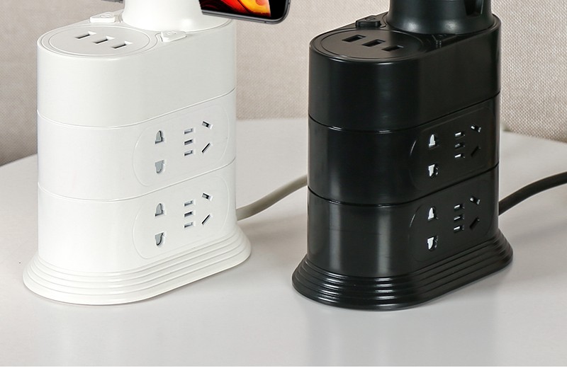 吉丁学生桌面插座立式排插usb充电插排塔式插板分控接线板多孔电插板