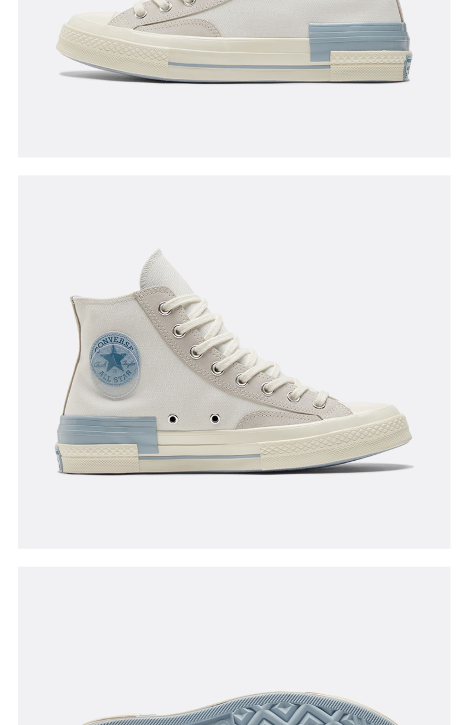converse匡威女鞋1970s男鞋白蓝粉鸳鸯解构拼接高帮帆布鞋173100c