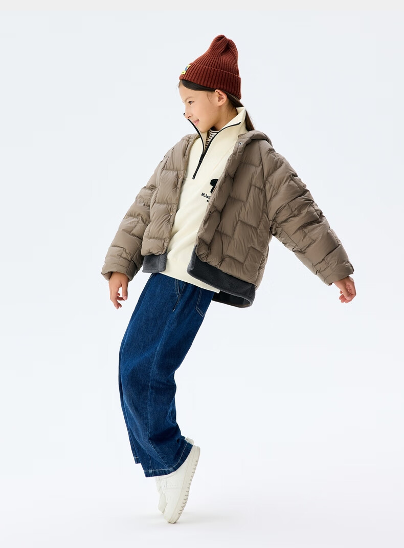 M.Latin Children's down Jacket, Winter 2024 New Style, Girls' Fleece Coat, Coral Pink, 150cm 2