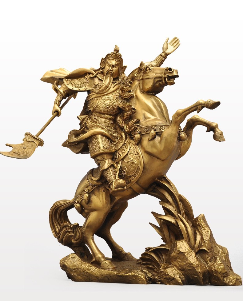 武财神爷佛像关公骑马摆件铜像关羽公司办公室店铺开业工艺品 5寸关公
