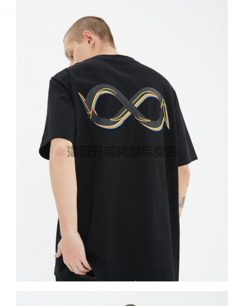 bipolar彩虹字t恤国潮牌春夏新品基础印花短袖圆领男女上衣多色 白色