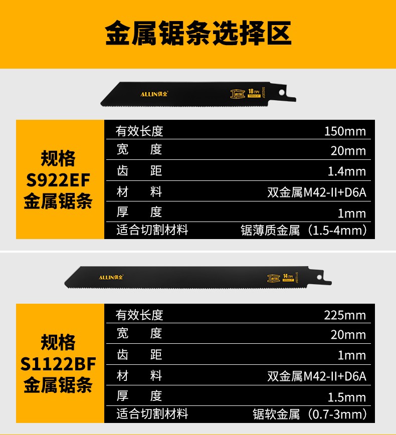 俱全锯条木工金属锯条往复锯马刀锯锯条单支不锈钢锯条冻肉骨头锯条
