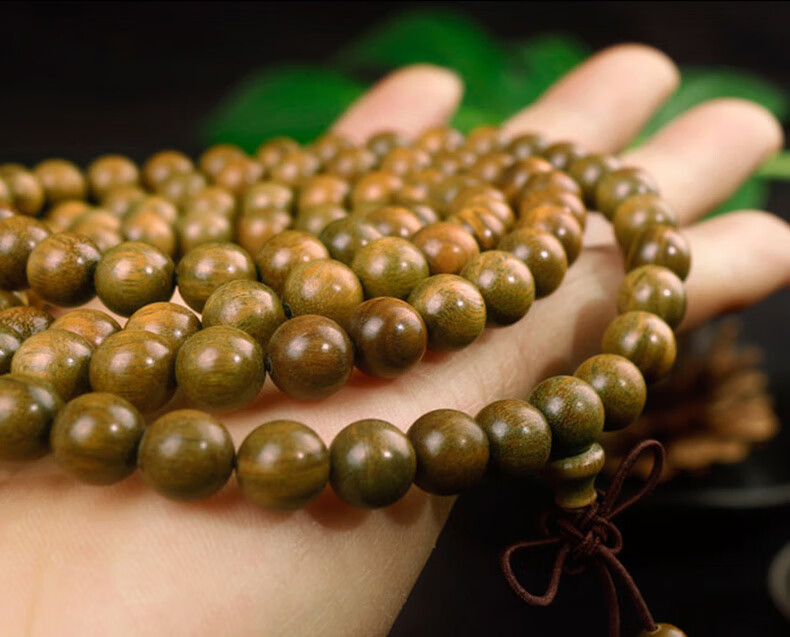 陶木缘 绿檀香手链男女款檀香手串108颗佛珠手把件打磨 清芷8mm情侣