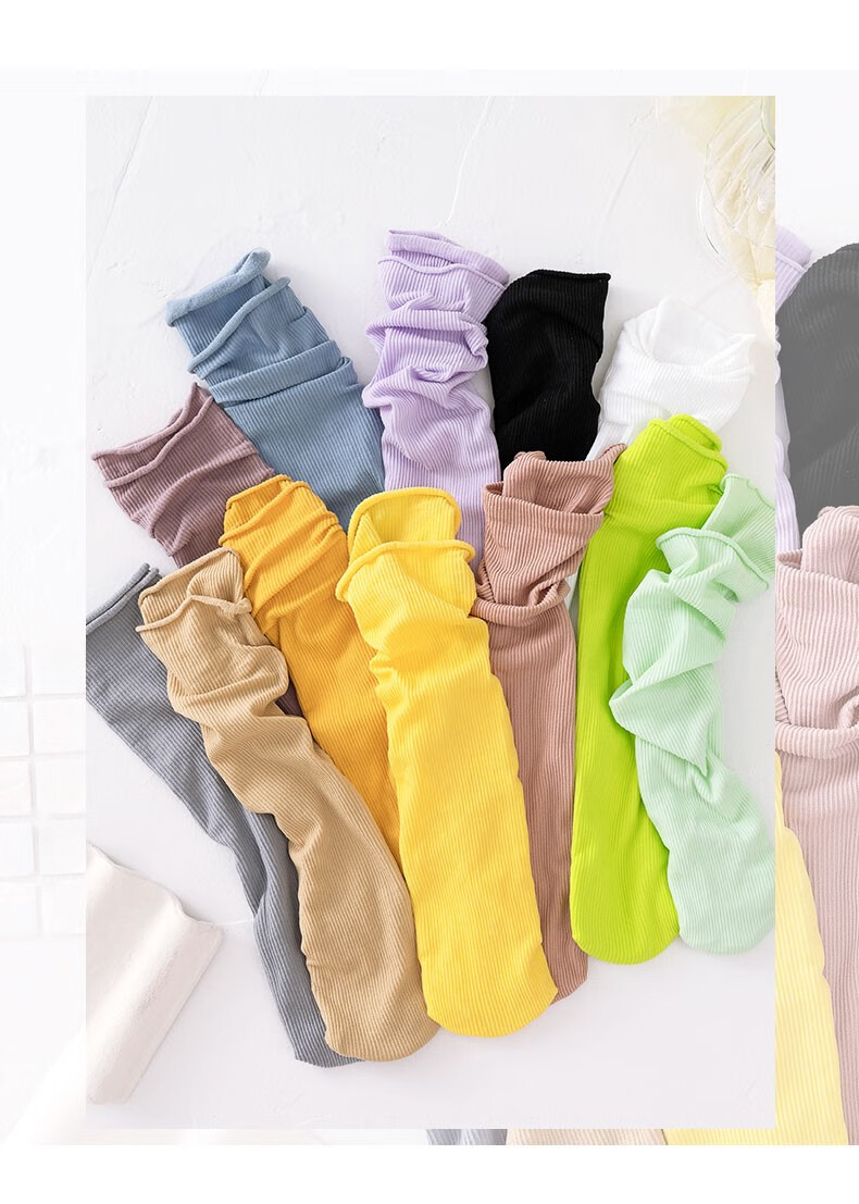 堆堆袜女夏天超薄款冰冰袜纯色长筒潮天鹅绒中筒冰丝袜子白色 宝蓝色