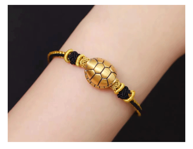 梦赤心黄金男士手串足金999富甲一方乌龟壳手链转运珠金龟送父节礼物