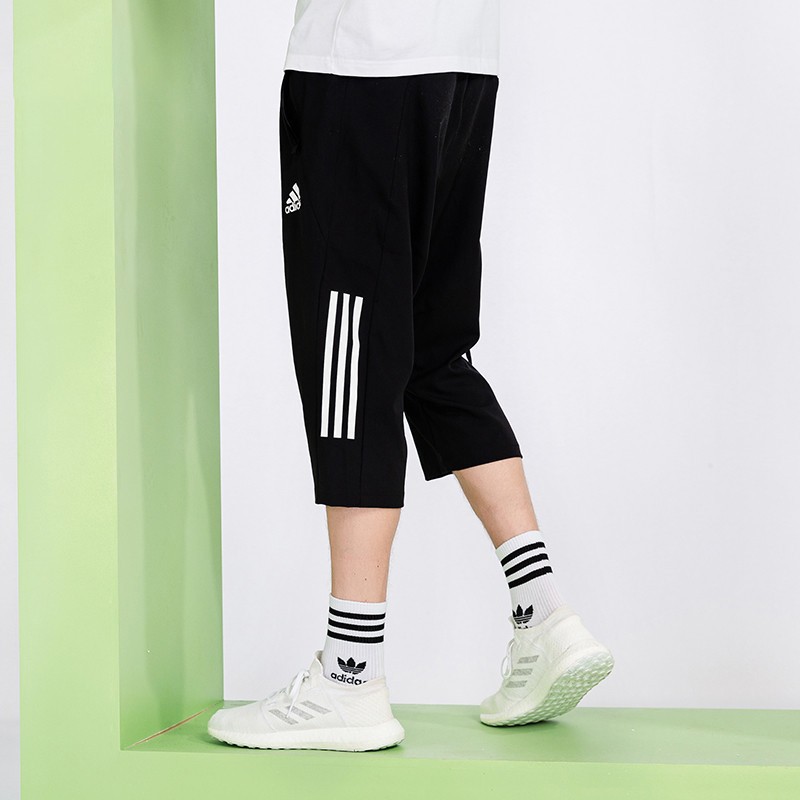 阿迪达斯adidas运动裤男裤夏季裤子2022新款梭织速干透气直筒七分裤薄