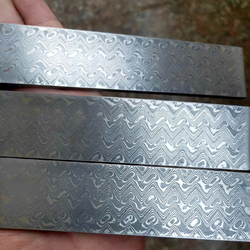 大马士革钢胚料大马士革钢花纹钢钢板钢条钢料原料diy夹钢锻打钢材料