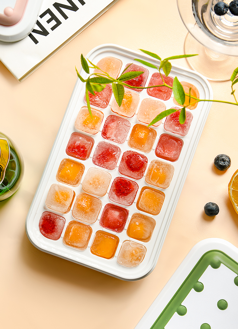 莱贝ryback冰块模具冰盒带盖冰格制冰盒冰箱保鲜盒冰