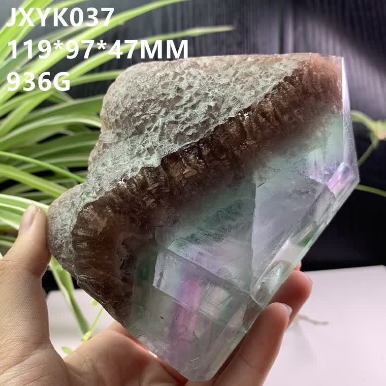 天然水晶原石七彩 天然七彩水晶柱摆件奇石矿物教学标本晶牙原石家居